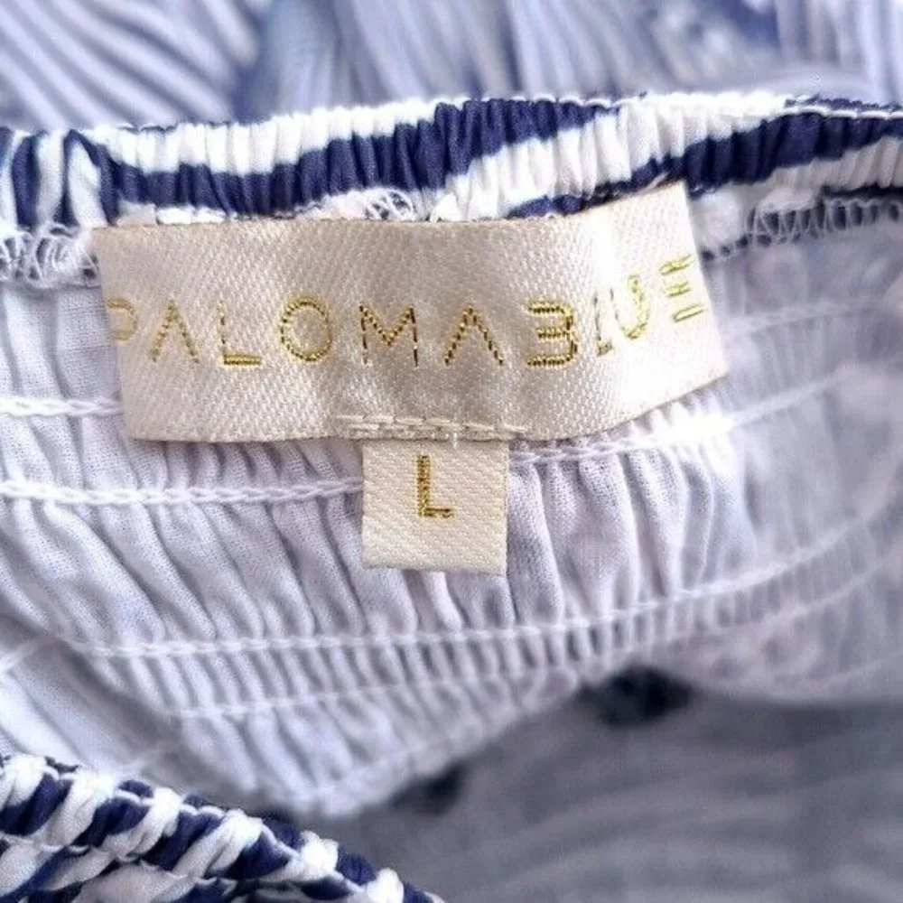 PALOMA BLUE Womens 100% Silk Ruffle Lined Striped Mini Skirt L